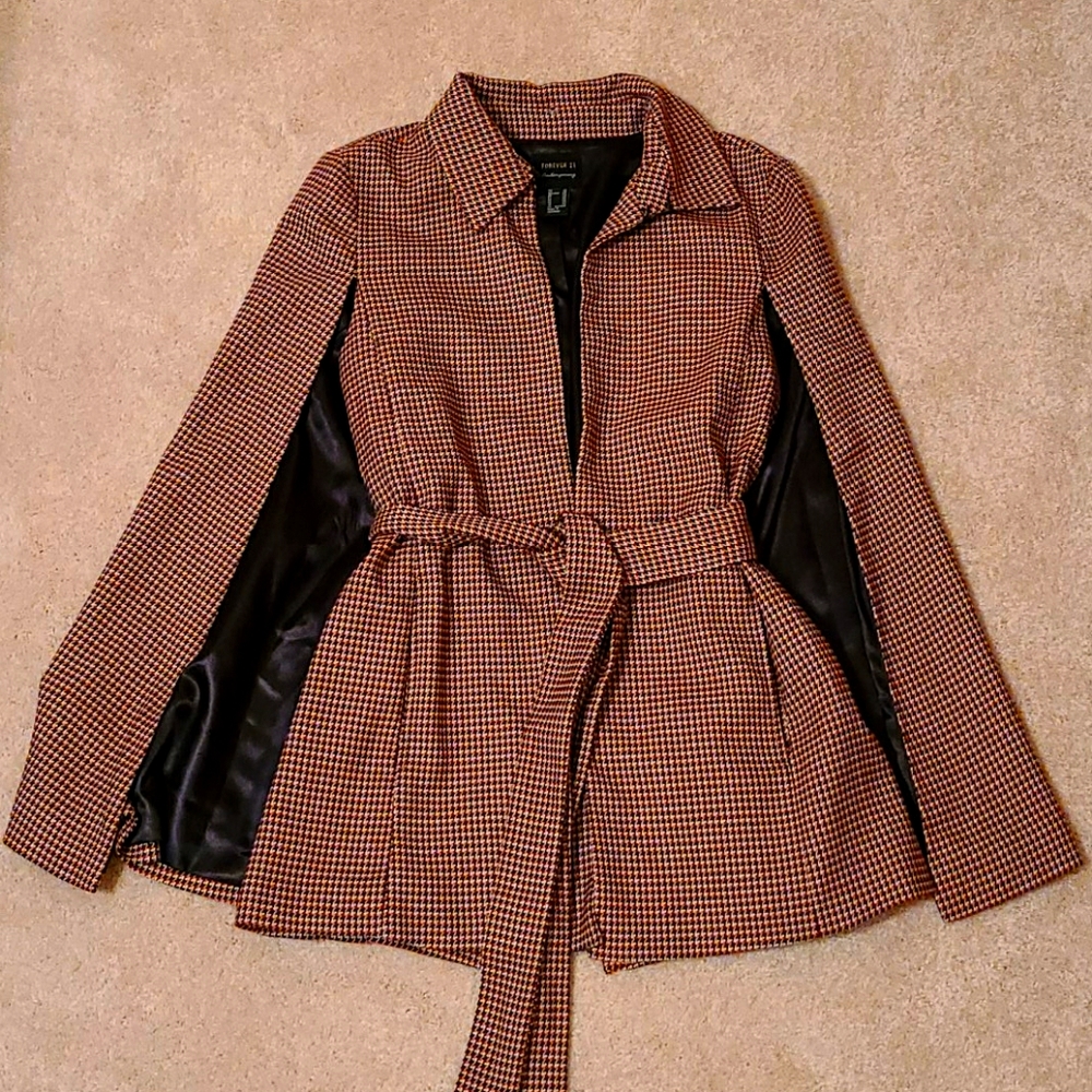 Forever 21 long cape blazer with belt